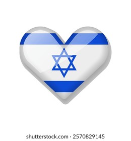 Israel - Shiny Flag in the Form of Heart. Vector Illustration.