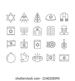 Iconos simbólicos lineales simples de Israel