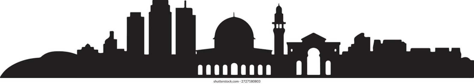 Israel Skyline editable. design Vector black silhouette
