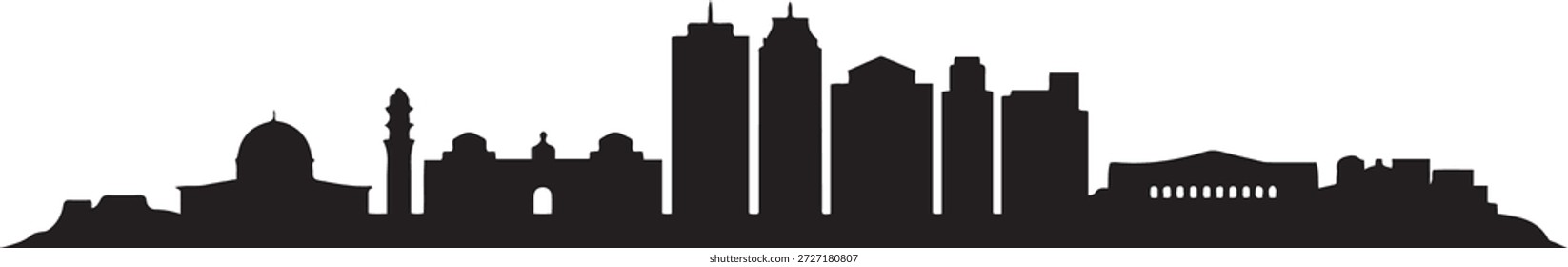 Israel Skyline editável. design Vetor silhueta preta

