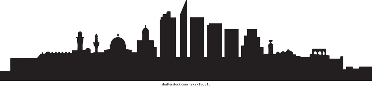 Israel Skyline editable. design Vector black silhouette
