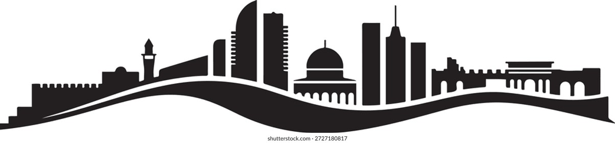 Israel Skyline editable. design Vector black silhouette
