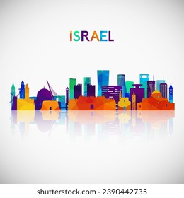 Israel skyline silhouette in colorful geometric style. Symbol for your design. Vector illustration.