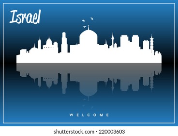 Israel Skyline Silhouette Vector Design On Stock Vector (Royalty Free ...