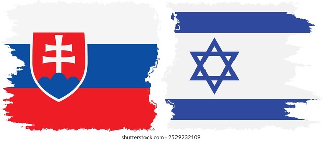 Israel and Slovakia grunge flags connection, vector