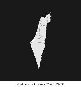israel soft white map with black detail and background