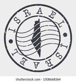 Israel Stamp Postal. Map Silhouette Seal. Passport Round Design. Vector Icon. Design Retro Travel.