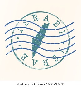 Israel Stamp Postal. Map Silhouette Seal. Passport Round Design. Vector Icon. Design Retro Travel.