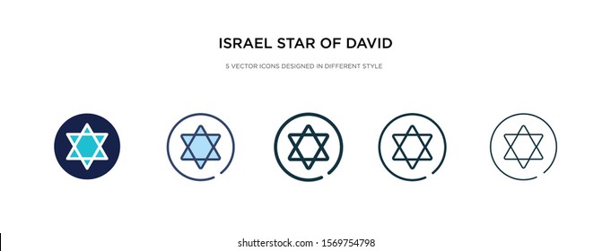 israel star of david icon in different style vector illustration. two colored and black israel star of david vector icons designed in filled, outline, line and stroke style can be used for web,