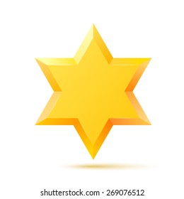 Israel Star of David symbol. Jewish religious culture. Isolated on white background. Vector illustration.