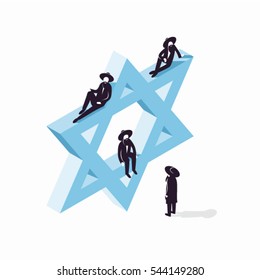 Israel, Star of David, vector isometric concept illustration, 3d icon, white background