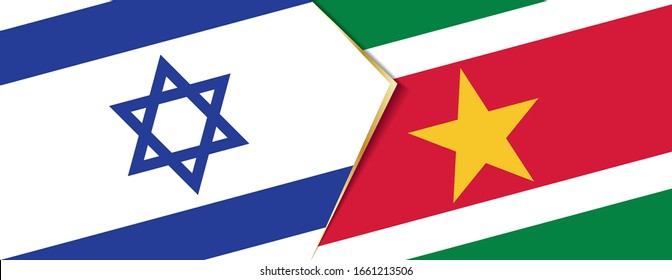 Israel und Suriname-Flaggen, zwei Vektorillustrationen Flaggen Symbol für Beziehung oder Konfrontation.