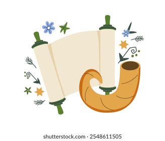 Símbolos de Israel, Ilustración vectorial de Plantilla. Diseño decorativo judío del Festiva conveniente para la tarjeta de felicitación, cartel, Anuncio, volante. Israel Festiva por la religión del judaísmo, día de