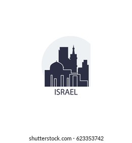 Israel Tel Aviv Jerusalem blue landscape logo icon flat style