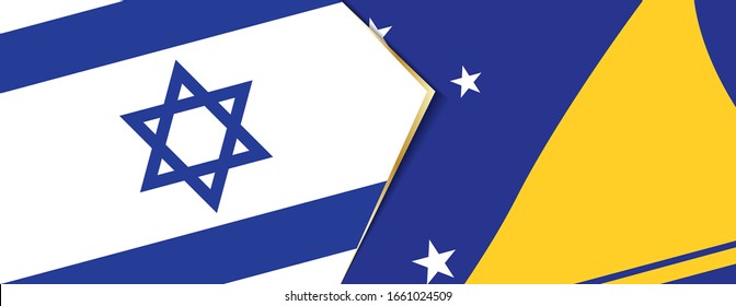 Israel und Tokelau Flaggen, zwei Vektorillustrationen Flaggen Symbol für Beziehung oder Konfrontation.