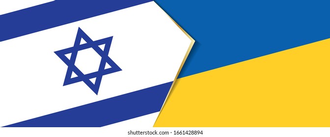 Israel and Ukraine flags, two vector flags symbol of relationship or confrontation.