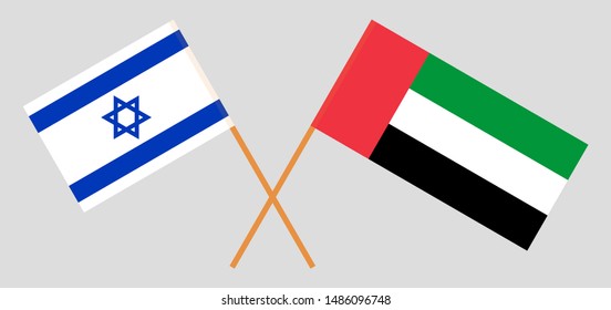 Israel And The United Arab Emirates. Crossed Israeli And UAE Flags