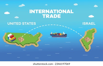 Israel and united states international trade relation. Vector illustration design