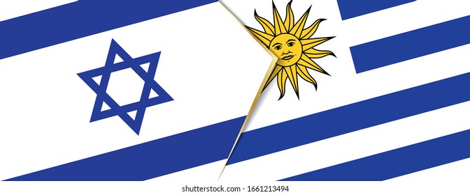 Israel and Uruguay flags, two vector flags symbol of relationship or confrontation.