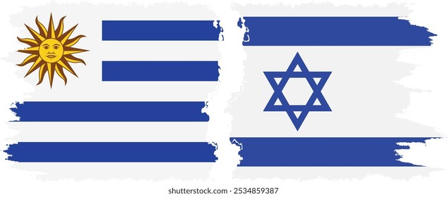 Conexión de banderas grunge de Israel y Uruguay, Vector