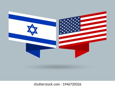 Israel and USA flags. American and Israeli national symbols. Vector illustration.