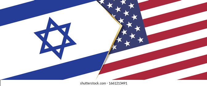 Israel and USA flags, two vector flags symbol of relationship or confrontation.