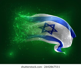 Israel, vector 3d flag on green background and numbers