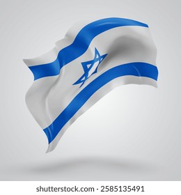 Israel, vector 3d flag with waves on a white background