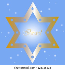 Israel - Vector background with golden star of David