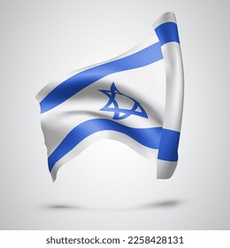 Israel, vector flag with waves and bends waving in the wind on a white background
