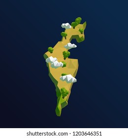 Israel Vector Low Poly 3D Cartoon Map
