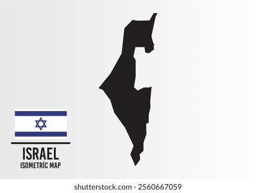 Israel vector map with flag next to it. Israel map with national flag isolated on white background. Vector illustration.