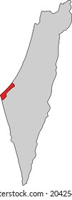 Israel vector map with the Gaza strip highlighted.