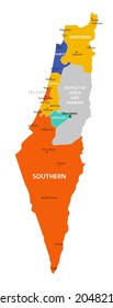 Israel vector map. High detailed illustration with borders and cities