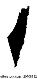 Israel vector map silhouette illustration isolated on white background. 