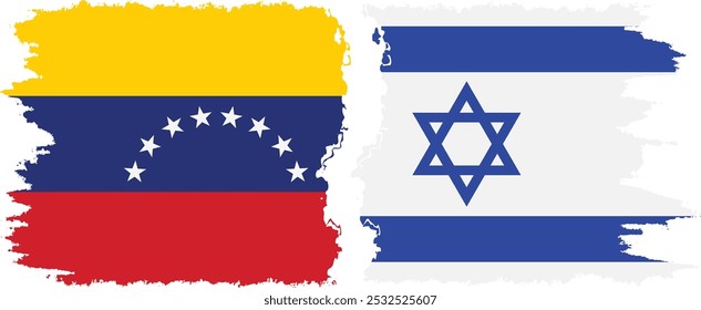 Israel and Venezuela grunge flags connection, vector