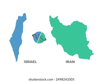 Vector de infografía Israel versus Irán, ilustración. Mapa de Israel e Irán.