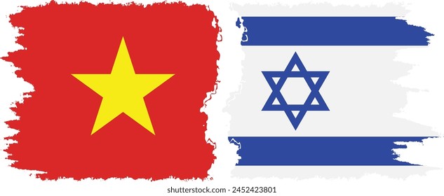 Israel and Vietnam grunge flags connection, vector