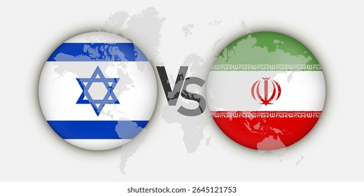 Israel vs Iran flags concept. Vector Illustration.
