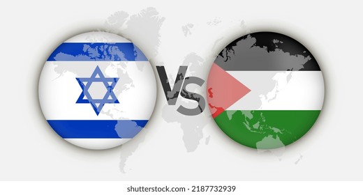 Israel vs Palestine flags concept. Vector Illustration.