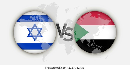 Israel vs Sudan flags concept. Vector Illustration.