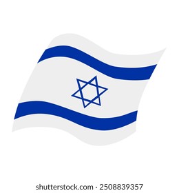 Israel waving flag with star of David simple vector illustration front view. White and blue national Israeli flag for patriotic designs for holidays and Memorial Days