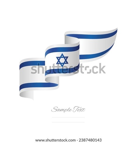 Israel white blue wavy flag ribbon creative design logo. Premium Israeli flag vector design isolated on white background