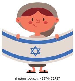 israel woman lifting flag character