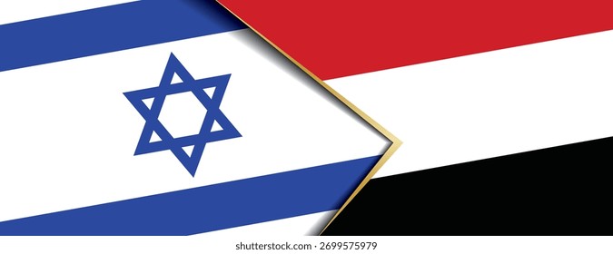 Sobreposição de bandeiras de Israel e do Iêmen que representam tensões e relações geopolíticas complexas no Médio Oriente