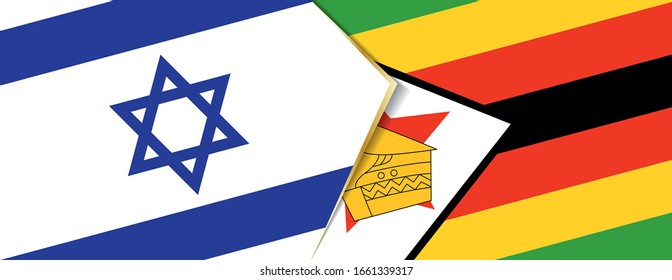 Israel and Zimbabwe flags, two vector flags symbol of relationship or confrontation.