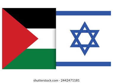 Israela and Palestine flag merged together in hope for peace and understanding between the nations. Vector Illustration.