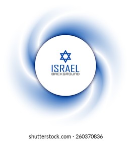 Israeli badge on twisted blue and white background