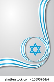 Israeli flag wavy abstract background. Vector illustration.