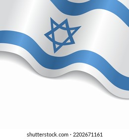 Israeli flag wavy abstract background. Vector illustration.